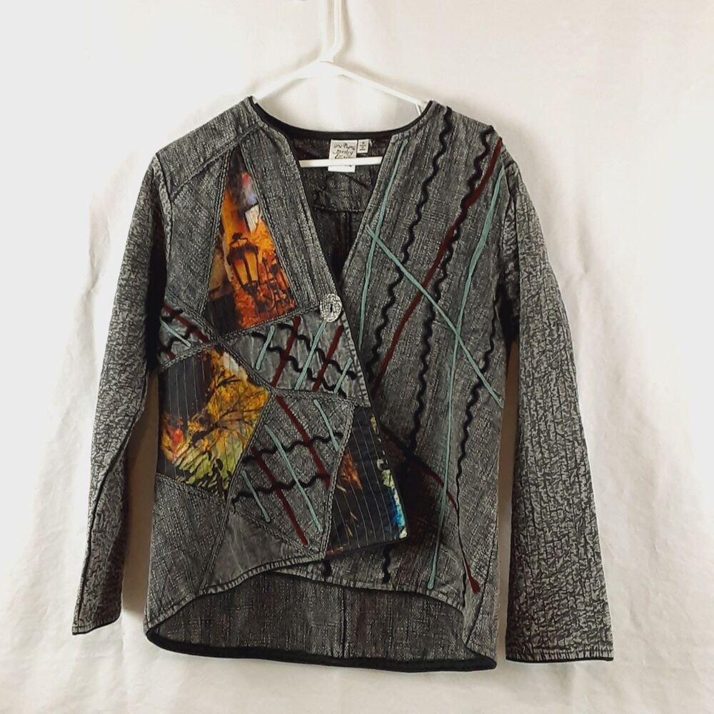 Parsley & Sage Womens Small Long Sleeved Blazer Stonewash Gray Autumn Fall